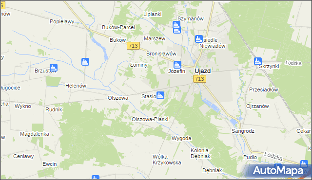 mapa Kolonia Ujazd, Kolonia Ujazd na mapie Targeo