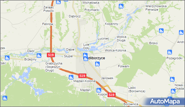 mapa Kolonia Zamek, Kolonia Zamek na mapie Targeo