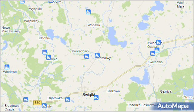 mapa Komalwy, Komalwy na mapie Targeo