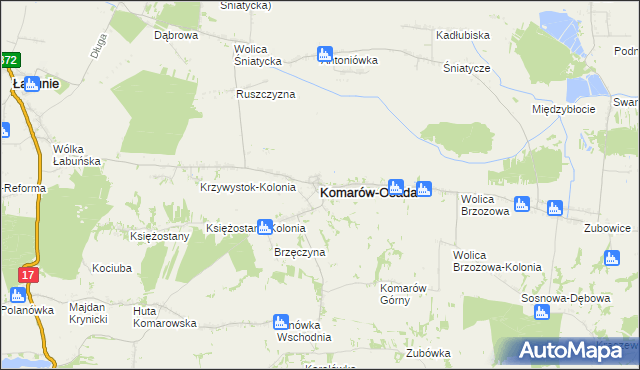 mapa Komarów-Osada, Komarów-Osada na mapie Targeo