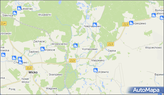 mapa Komaszewo, Komaszewo na mapie Targeo