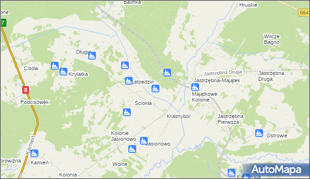 mapa Komaszówka gmina Sztabin, Komaszówka gmina Sztabin na mapie Targeo