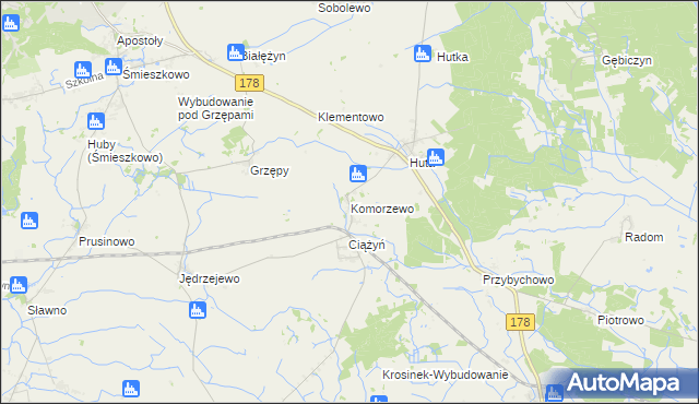 mapa Komorzewo, Komorzewo na mapie Targeo