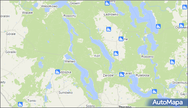 mapa Koń gmina Zbiczno, Koń gmina Zbiczno na mapie Targeo