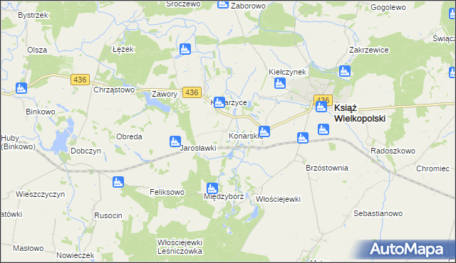 mapa Konarskie gmina Książ Wielkopolski, Konarskie gmina Książ Wielkopolski na mapie Targeo
