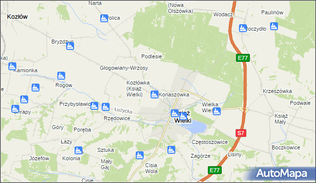 mapa Konaszówka, Konaszówka na mapie Targeo