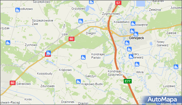 mapa Kondrajec Pański, Kondrajec Pański na mapie Targeo