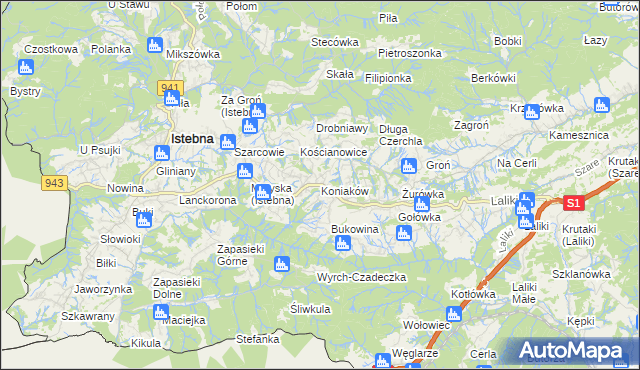 mapa Koniaków, Koniaków na mapie Targeo