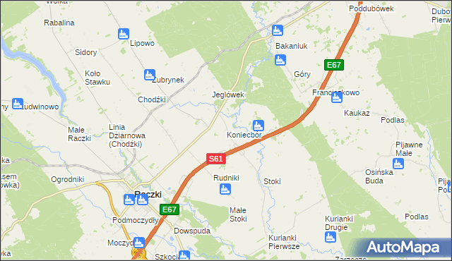 mapa Koniecbór, Koniecbór na mapie Targeo