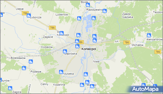 mapa Koniecpol, Koniecpol na mapie Targeo
