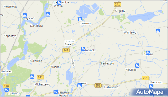 mapa Koninek gmina Wągrowiec, Koninek gmina Wągrowiec na mapie Targeo