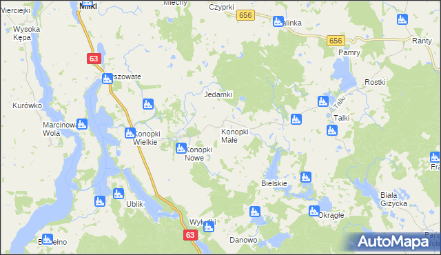 mapa Konopki Małe, Konopki Małe na mapie Targeo