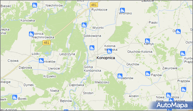 mapa Konopnica powiat wieluński, Konopnica powiat wieluński na mapie Targeo