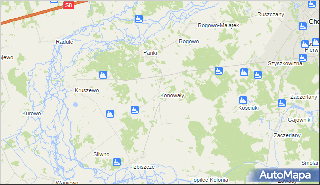 mapa Konowały, Konowały na mapie Targeo