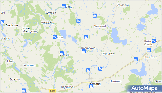 mapa Konradowo gmina Świątki, Konradowo gmina Świątki na mapie Targeo