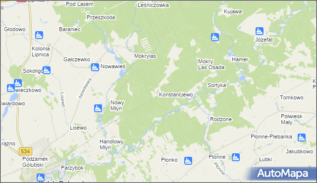 mapa Konstancjewo, Konstancjewo na mapie Targeo