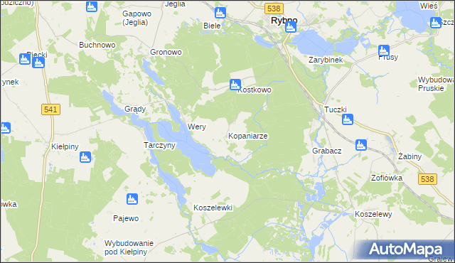 mapa Kopaniarze, Kopaniarze na mapie Targeo