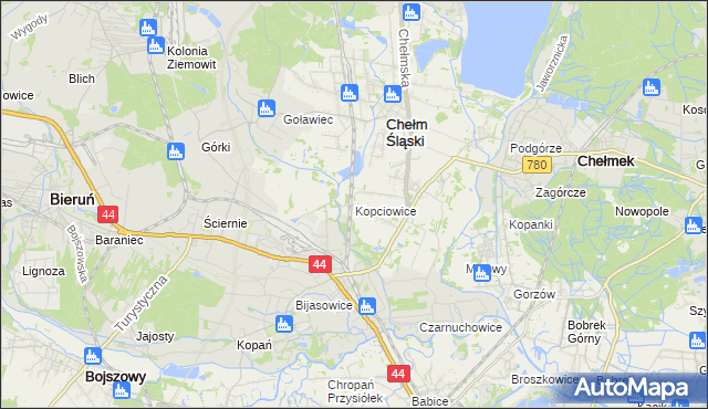 mapa Kopciowice, Kopciowice na mapie Targeo