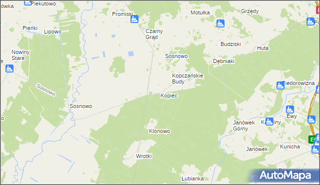 mapa Kopiec gmina Sztabin, Kopiec gmina Sztabin na mapie Targeo