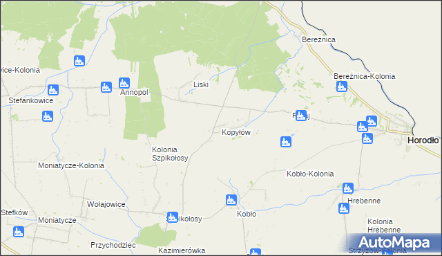 mapa Kopyłów, Kopyłów na mapie Targeo