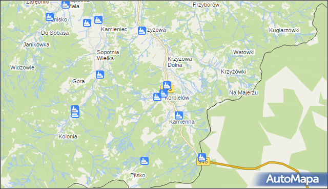 mapa Korbielów, Korbielów na mapie Targeo