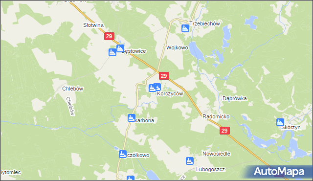 mapa Korczyców, Korczyców na mapie Targeo