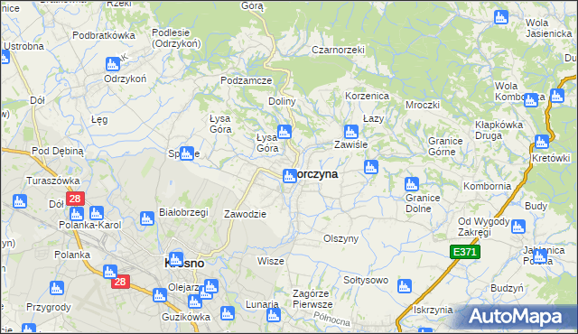 mapa Korczyna powiat krośnieński, Korczyna powiat krośnieński na mapie Targeo