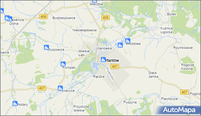 mapa Korfantów, Korfantów na mapie Targeo