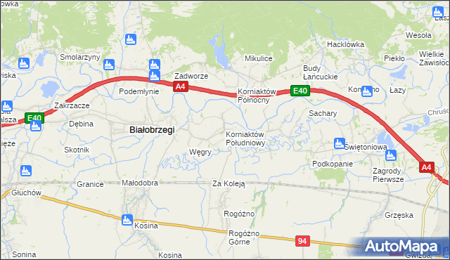 mapa Korniaktów Południowy, Korniaktów Południowy na mapie Targeo