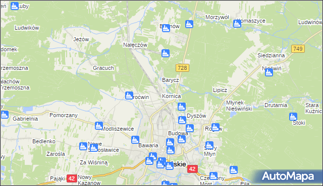 mapa Kornica, Kornica na mapie Targeo