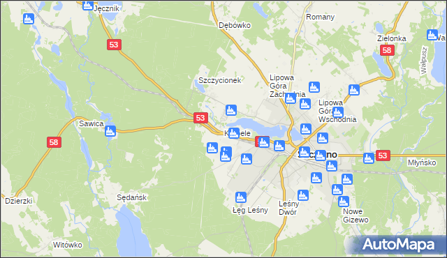 mapa Korpele, Korpele na mapie Targeo