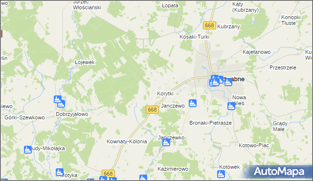 mapa Korytki gmina Jedwabne, Korytki gmina Jedwabne na mapie Targeo