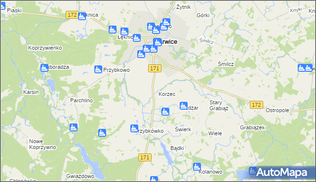 mapa Korzec, Korzec na mapie Targeo