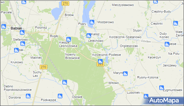 mapa Korzecznik-Podlesie, Korzecznik-Podlesie na mapie Targeo