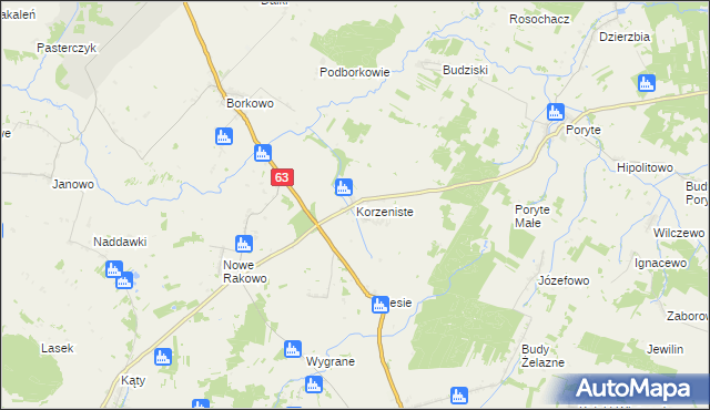 mapa Korzeniste, Korzeniste na mapie Targeo