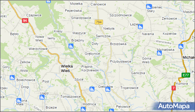 mapa Korzkiew, Korzkiew na mapie Targeo