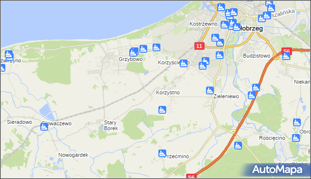 mapa Korzystno, Korzystno na mapie Targeo