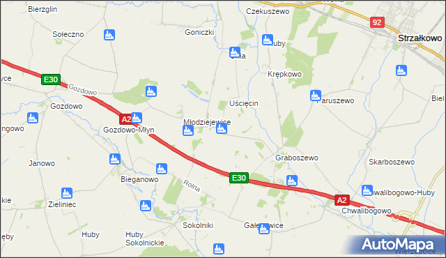 mapa Kościanki gmina Strzałkowo, Kościanki gmina Strzałkowo na mapie Targeo