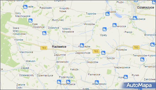 mapa Kościejów, Kościejów na mapie Targeo