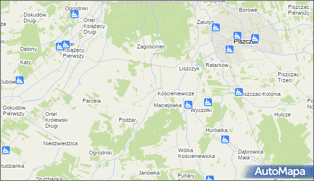 mapa Kościeniewicze, Kościeniewicze na mapie Targeo