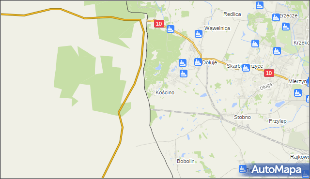 mapa Kościno, Kościno na mapie Targeo