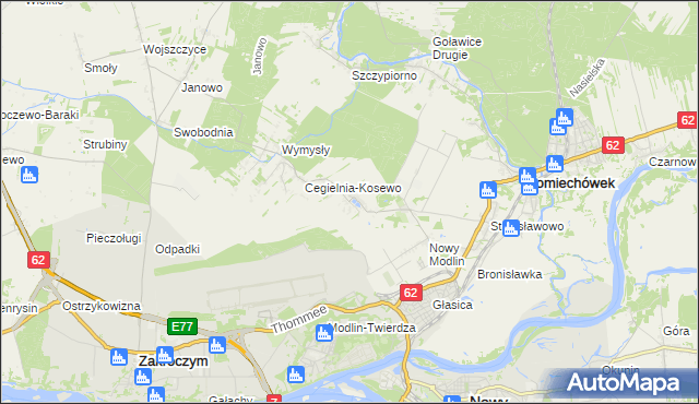 mapa Kosewo gmina Pomiechówek, Kosewo gmina Pomiechówek na mapie Targeo