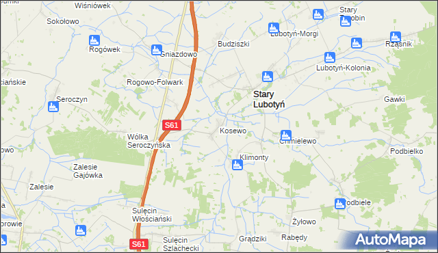 mapa Kosewo gmina Stary Lubotyń, Kosewo gmina Stary Lubotyń na mapie Targeo