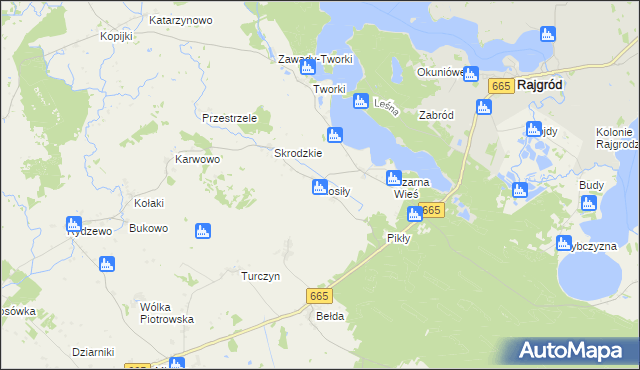 mapa Kosiły, Kosiły na mapie Targeo