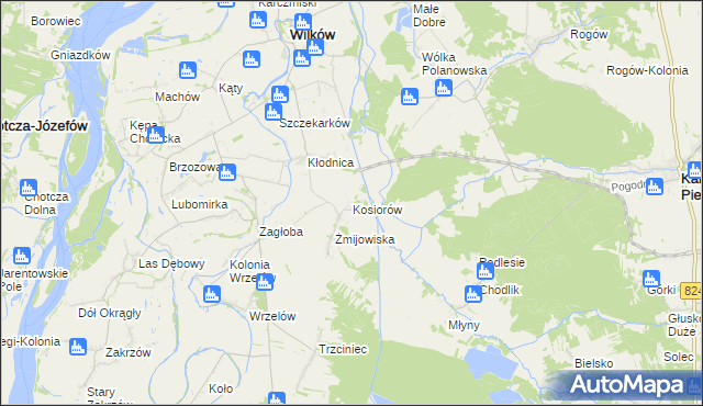 mapa Kosiorów gmina Wilków, Kosiorów gmina Wilków na mapie Targeo