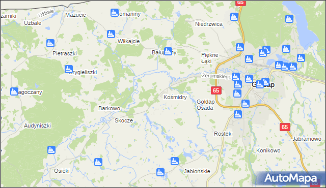 mapa Kośmidry gmina Gołdap, Kośmidry gmina Gołdap na mapie Targeo