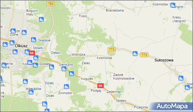 mapa Kosmolów, Kosmolów na mapie Targeo