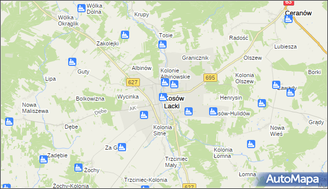 mapa Kosów Lacki, Kosów Lacki na mapie Targeo