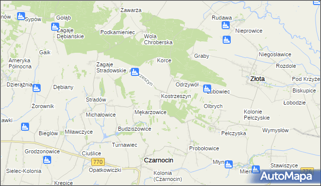 mapa Kostrzeszyn, Kostrzeszyn na mapie Targeo