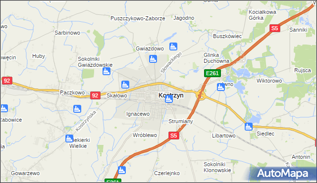 mapa Kostrzyn powiat poznański, Kostrzyn powiat poznański na mapie Targeo
